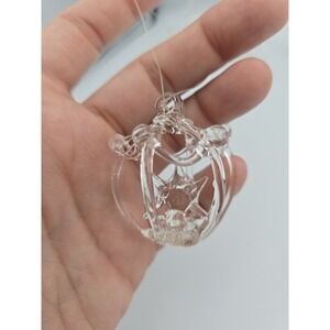 Set Of 12 Hand Spun Clear Glass 2 In Ornaments, Varied, Tree, Angel, Bird, Star
